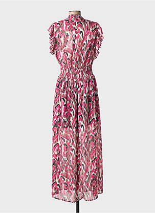 Robe longue imprimé fantaisie manches courtes rose MORGAN femme