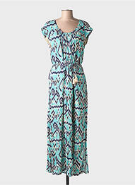Robe longue imprimé fantaisie manches courtes bleu LOLA ESPELETA femme