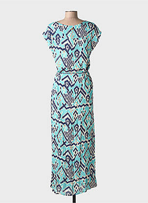 Robe longue imprimé fantaisie manches courtes bleu LOLA ESPELETA femme
