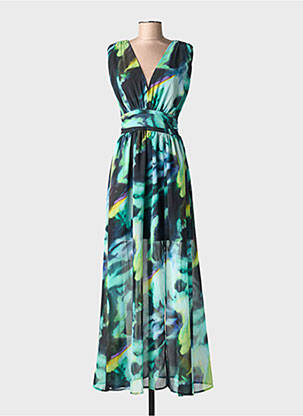 Robe longue imprimé fantaisie sans manche noir MORGAN femme