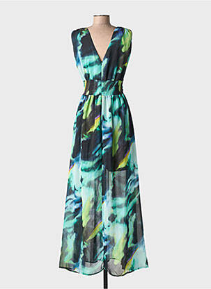 Robe longue imprimé fantaisie sans manche noir MORGAN femme
