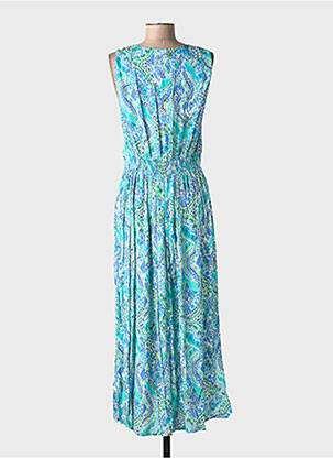Robe longue imprimé fantaisie sans manche bleu JULIE GUERLANDE femme