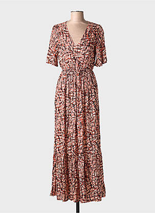 Robe longue tissage popeline manches courtes rose LOLA ESPELETA femme