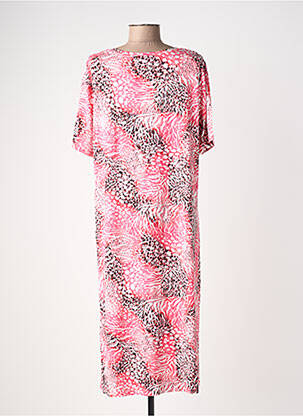 Robe longue imprimé fantaisie manches courtes rose SIGNATURE femme