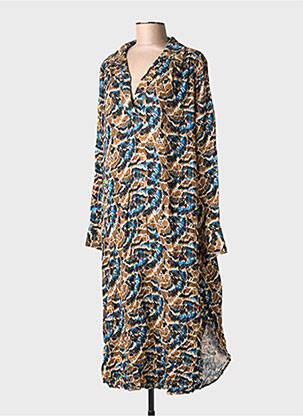 Robe longue tissage popeline manches longues beige LOLA ESPELETA femme