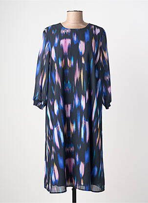 Robe mi-longue coupe fluide manches longues noir SIGNATURE femme