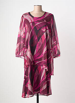 Robe mi-longue coupe fluide manches longues violet SIGNATURE femme