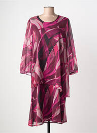 Robe mi-longue coupe fluide manches longues violet SIGNATURE femme