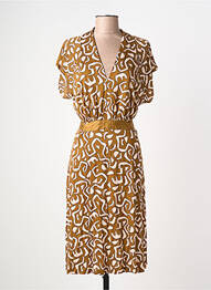 Robe mi-longue imprimé fantaisie manches courtes marron SURKANA femme