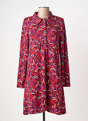 Robe mi-longue coupe fluide manches longues rose SURKANA femme