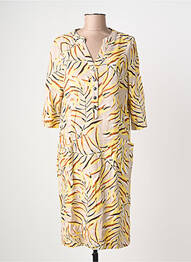 Robe mi-longue imprimé fantaisie manches longues jaune SIGNATURE femme
