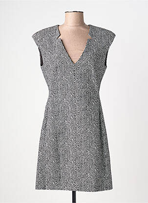 Robe mi-longue imprimé fantaisie manches courtes noir MORGAN femme