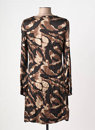 Robe mi-longue coupe fluide manches longues marron SURKANA femme