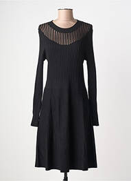 Robe mi-longue imprimé fantaisie manches longues noir MORGAN femme