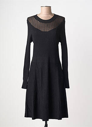 Robe mi-longue imprimé fantaisie manches longues noir MORGAN femme