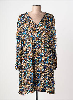 Robe mi-longue coupe fluide manches longues marron LOLA ESPELETA femme