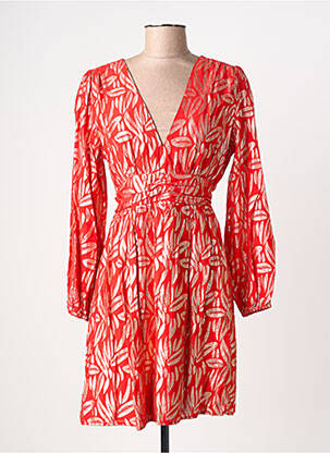 Robe mi-longue imprimé fantaisie manches longues rouge MAELLE femme