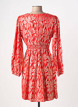 Robe mi-longue imprimé fantaisie manches longues rouge MAELLE femme