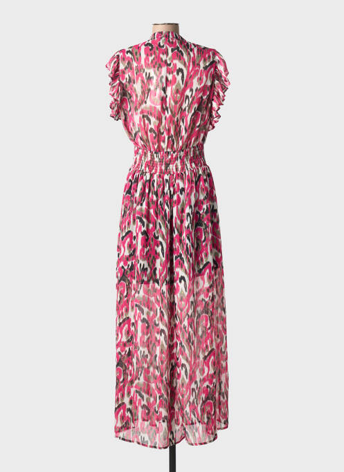 Robe longue imprimé fantaisie manches courtes rose MORGAN femme