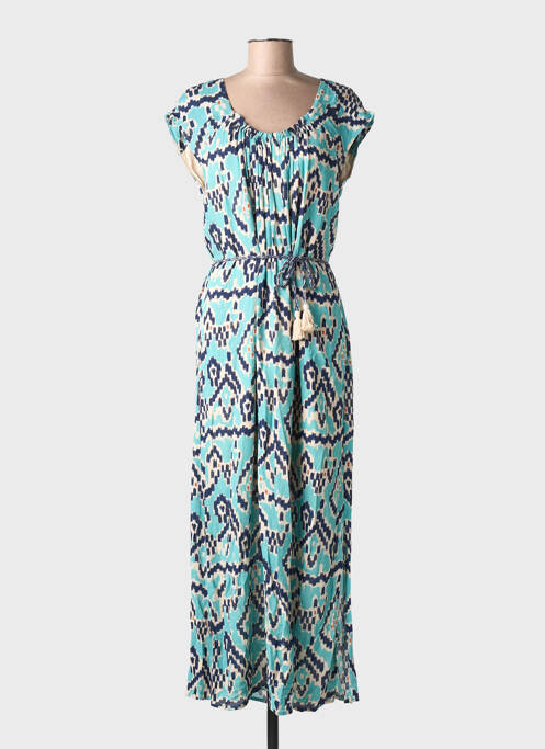 Robe longue imprimé fantaisie manches courtes bleu LOLA ESPELETA femme