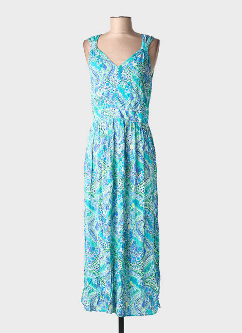 Robe longue imprimé fantaisie sans manche bleu JULIE GUERLANDE femme