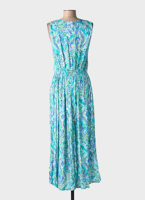 Robe longue imprimé fantaisie sans manche bleu JULIE GUERLANDE femme