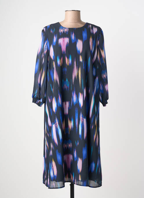 Robe mi-longue coupe fluide manches longues noir SIGNATURE femme