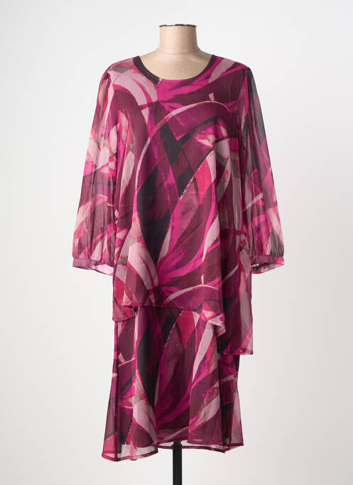 Robe mi-longue coupe fluide manches longues violet SIGNATURE femme