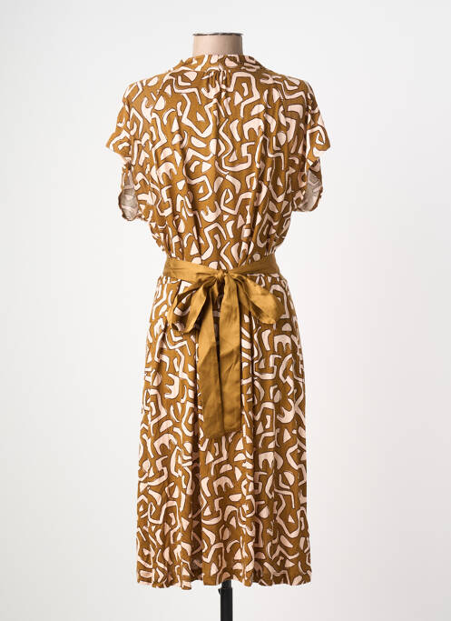 Robe mi-longue imprimé fantaisie manches courtes marron SURKANA femme
