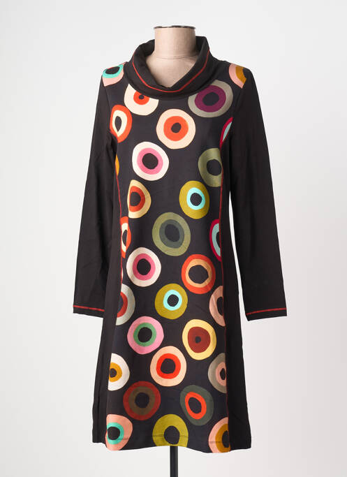 Robe mi-longue manches longues manches longues noir DOLCEZZA femme