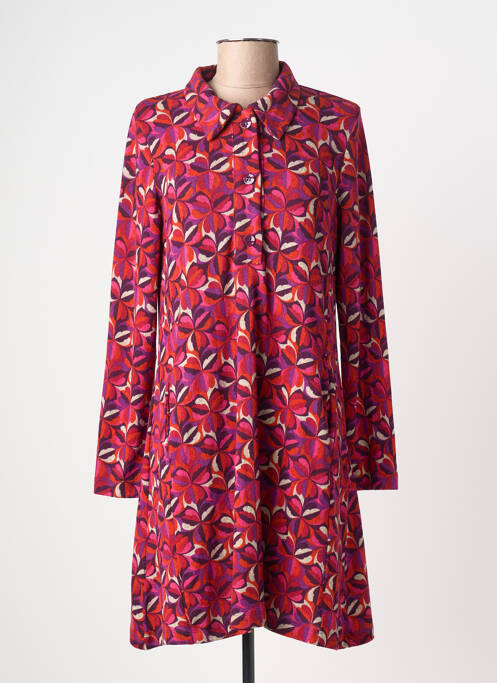 Robe mi-longue coupe fluide manches longues rose SURKANA femme
