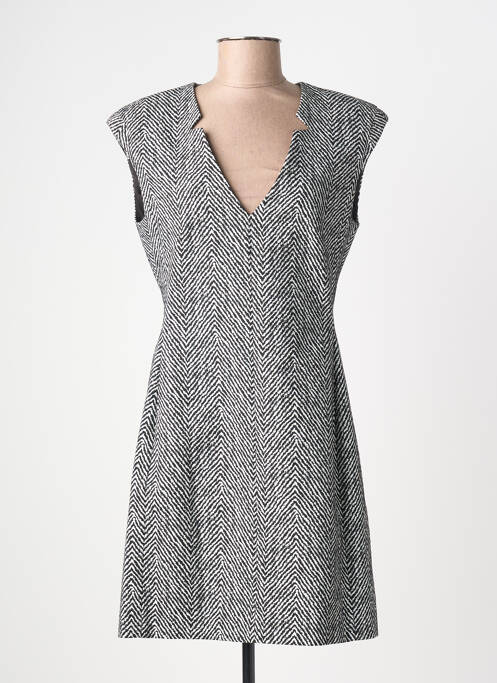 Robe mi-longue imprimé fantaisie manches courtes noir MORGAN femme