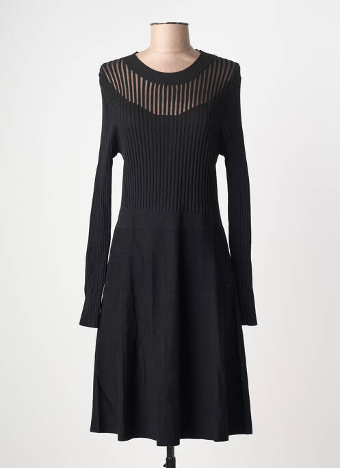 Robe mi-longue imprimé fantaisie manches longues noir MORGAN femme
