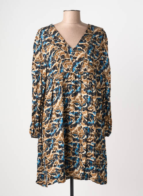 Robe mi-longue coupe fluide manches longues marron LOLA ESPELETA femme
