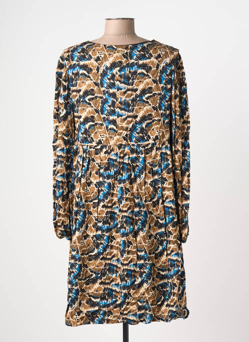 Robe mi-longue coupe fluide manches longues marron LOLA ESPELETA femme