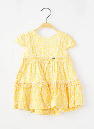 Robe mi-longue fermeture zippée au dos manches courtes jaune MAYORAL fille
