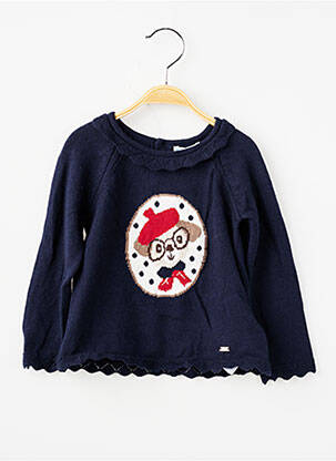 Pull coupe droite manches longues bleu MAYORAL fille