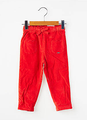 Pantalon slim tissage velours taille élastique rouge MAYORAL fille