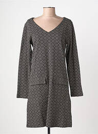Robe mi-longue imprimé fantaisie manches longues noir AGATHE & LOUISE femme
