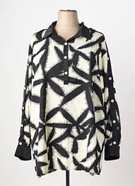 Blouse imprimé fantaisie manches longues noir 2W PARIS femme