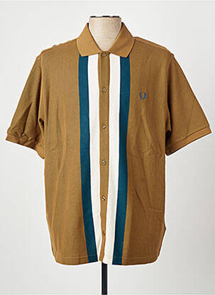Polo stretch manches courtes marron FRED PERRY homme