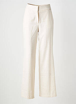 Pantalon large fermeture zippée sous rabat avec crochet taille normale beige KOCCA femme