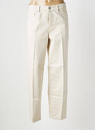 Pantalon large fermeture zippée sous rabat boutonné taille normale beige SELECTED femme