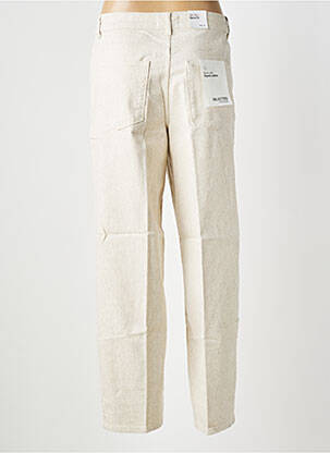 Pantalon large fermeture zippée sous rabat boutonné taille normale beige SELECTED femme