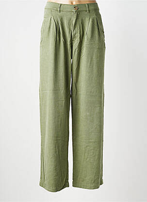 Pantalon large tissage popeline taille normale vert REIKO femme