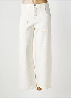 Pantalon large fermeture zippée sous rabat boutonné taille normale beige SUNCOO femme