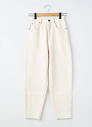 Pantalon droit fermeture zippée sous rabat boutonné taille normale beige AMERICAN VINTAGE femme