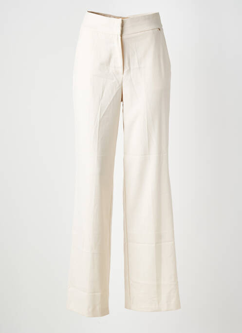 Pantalon large fermeture zippée sous rabat avec crochet taille normale beige KOCCA femme