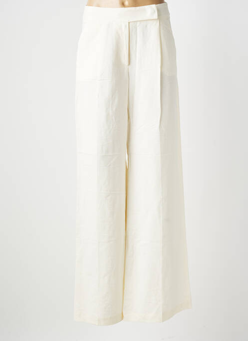 Pantalon large fermeture zippée sous rabat avec crochet taille normale beige KOCCA femme