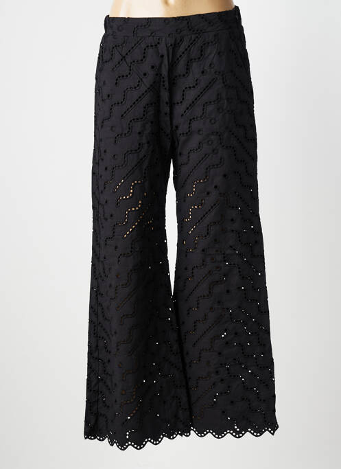 Pantalon large fermeture zip latéral noir SUNCOO femme